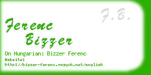 ferenc bizzer business card